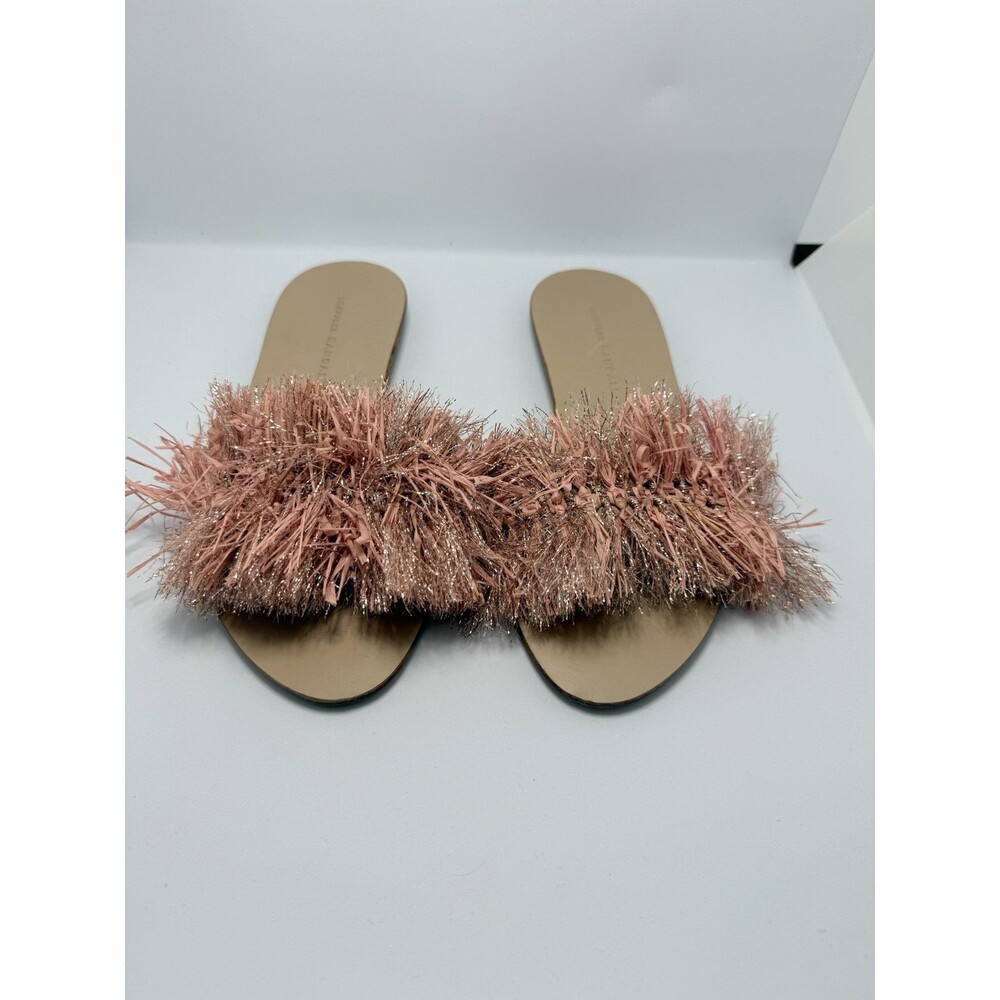 Loeffler Randall Katie Raffia Plank Slides, Ballet/Rose Gold Women’s Size 7